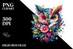 Abstract Vibrant Watercolor Owl PNG Product Image 1