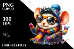 Vibrant Mouse with Cool Haircut PNG Product Image 3