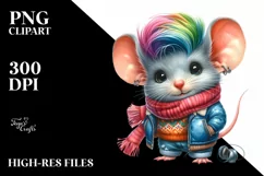 Vibrant Mouse with Cool Haircut PNG Product Image 1
