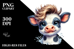 Funny Baby Cow with Cool Hair, Transparent PNG Product Image 2