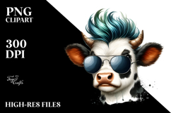 Funny Baby Cow with Cool Hair, Transparent PNG Product Image 2