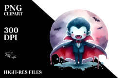 Funny Vampire Watercolor PNG Product Image 2