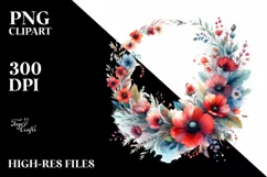 Colorfull Wreath with Red Flowers | Clipart Product Image 1
