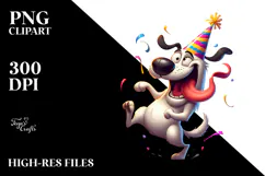 Goofy Cartoon Dog with Party Hat Product Image 2