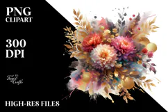Colorful Bouquet with Chrysanthemum | Sublimation | Clipart Product Image 2