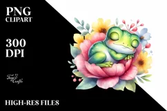 Sleeping Baby Frog in a Flower | Clipart Product Image 1