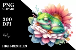 Sleeping Baby Frog in a Flower | Clipart Product Image 1