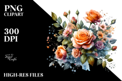 Colorfull Orange Roses White Background Product Image 2