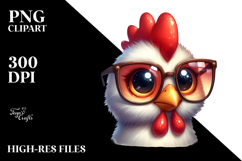 Cartoony Chicken with Oversized Sunglasses PNG Product Image 2