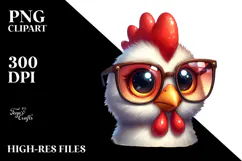 Cartoony Chicken with Oversized Sunglasses PNG Product Image 2