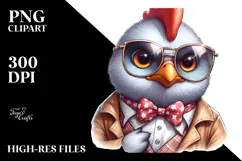 Cartoony Chicken with Oversized Sunglasses PNG Product Image 2