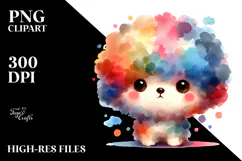 Expressive Baby Bichpoo Watercolor PNG Product Image 2