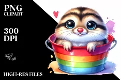 Colorful Small Baby Lemming in Colorful Bucket | Clipart Product Image 1