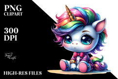 Cute Baby Unicorn in Style PNG Product Image 2