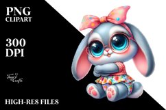 Colorful Baby Rabbit Cuddling Carousel PNG Product Image 2