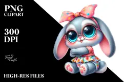 Colorful Baby Rabbit Cuddling Carousel PNG Product Image 2