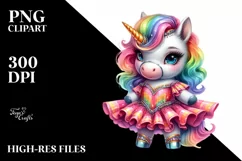 Colorful Baby Unicorn PNG Product Image 1