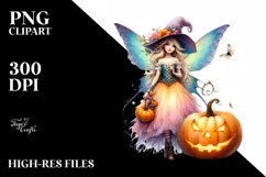 Fairy Halloween Pumpkin Clipart Product Image 1