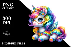 Cute Unicorn with Floral Wreath PNG Product Image 2