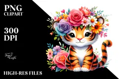 cute Tiger Flower Crown | Sublimation | Clipart Product Image 2