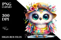 Colorful Baby Owl Dressed for Summer | Clipart Product Image 1