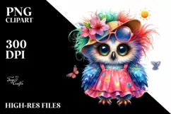 Colorful Baby Owl Dressed for Summer | Clipart Product Image 3