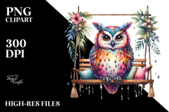 Colorful Owl on Swing PNG Product Image 2
