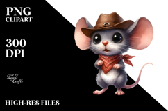 Watercolor Mouse with Hat and Bandana Standing | Clipart Product Image 2