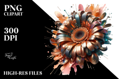 Abstract Shiny Gerbera Flower Made of Material PNG Product Image 2