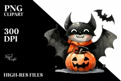 Watercolor Style Funny Halloween Clipart, Transparent PNG Product Image 3