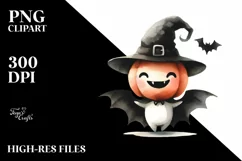 Watercolor Style Funny Halloween Clipart, Transparent PNG Product Image 3