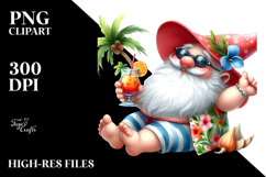 Whimsical Watercolor Gnome Drinking Cocktail PNG Product Image 2