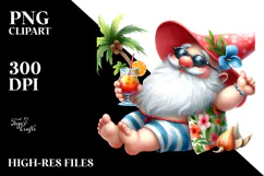Whimsical Watercolor Gnome Drinking Cocktail PNG Product Image 2