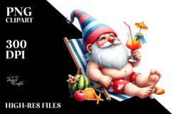 Whimsical Watercolor Gnome Drinking Cocktail PNG Product Image 2