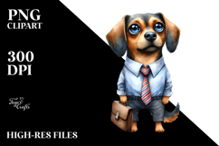 Watercolor Dog with Tie and Phishing Rod | Clipart Product Image 2