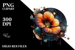 Abstract Wooden Stained Nasturtium Watercolor Splash Product Image 1