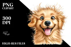 Cute Golden Retriever with Big Eyes PNG Product Image 2