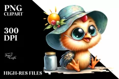 Funny Baby Rooster Sitting with Sun Hat | Sublimation Product Image 3