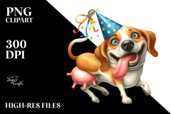 Whimsical Dog with Party Hat PNG Product Image 2