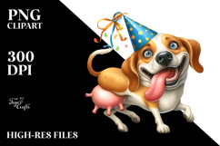 Whimsical Dog with Party Hat PNG Product Image 2