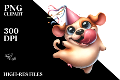 Whimsical Dog with Party Hat PNG Product Image 2