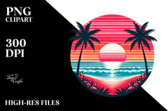 Retro Tropical Beach Sunset, 20 oz Tumbler Product Image 2