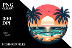 Retro Tropical Beach Sunset PNG Product Image 2