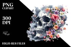 Skull with Spring Flowers PNG Product Image 2