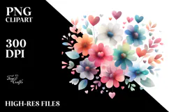 Simple Flower with Heart Petals PNG Product Image 2