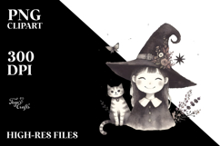 Vintage Smiling Witch with Cat Product Image 2