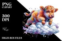Colorful Baby Highland Cow PNG Product Image 1