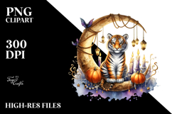 Halloween Tiger on Moon, PNG Product Image 2