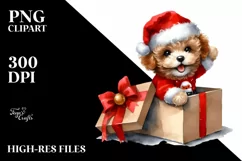 Expressive Baby Watercolor Poodle, Winter Outfit PNG Product Image 1