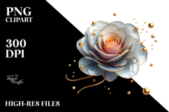 Red Rose with Golden Insertions PNG Product Image 2
